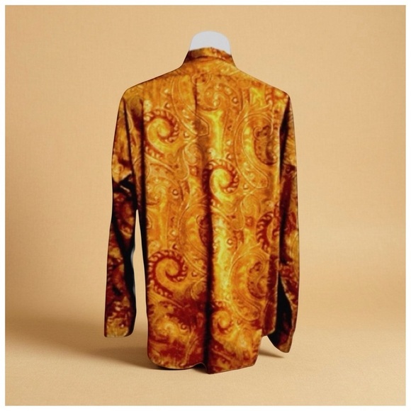 Polo Ralph Lauren Custom Fit Paisley Shirt XL | Gold Baroque Print - Picture 6 of 9